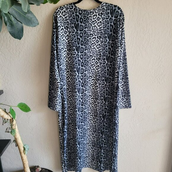 Umgee Leopard Print Longline Cardigan Duster size L - Picture 2 of 5